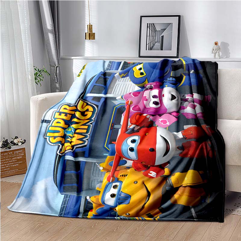 Cartoon Anime Super Wings Throws Blanket for Bedding Picnic Kid Super Soft Cute kawai high quality Flannel Blanket birthday gift