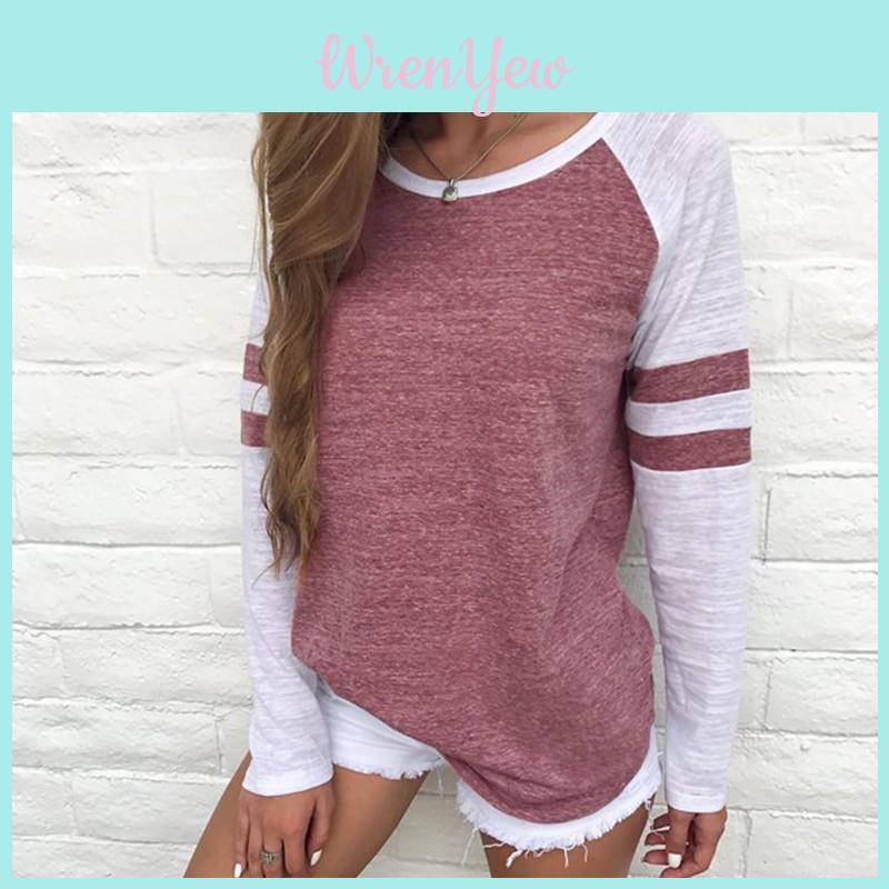 Usa Women Ladies Long Sleeve Casual Tops Shirt Fashion Crew Neck Blouse With Stylish New Design