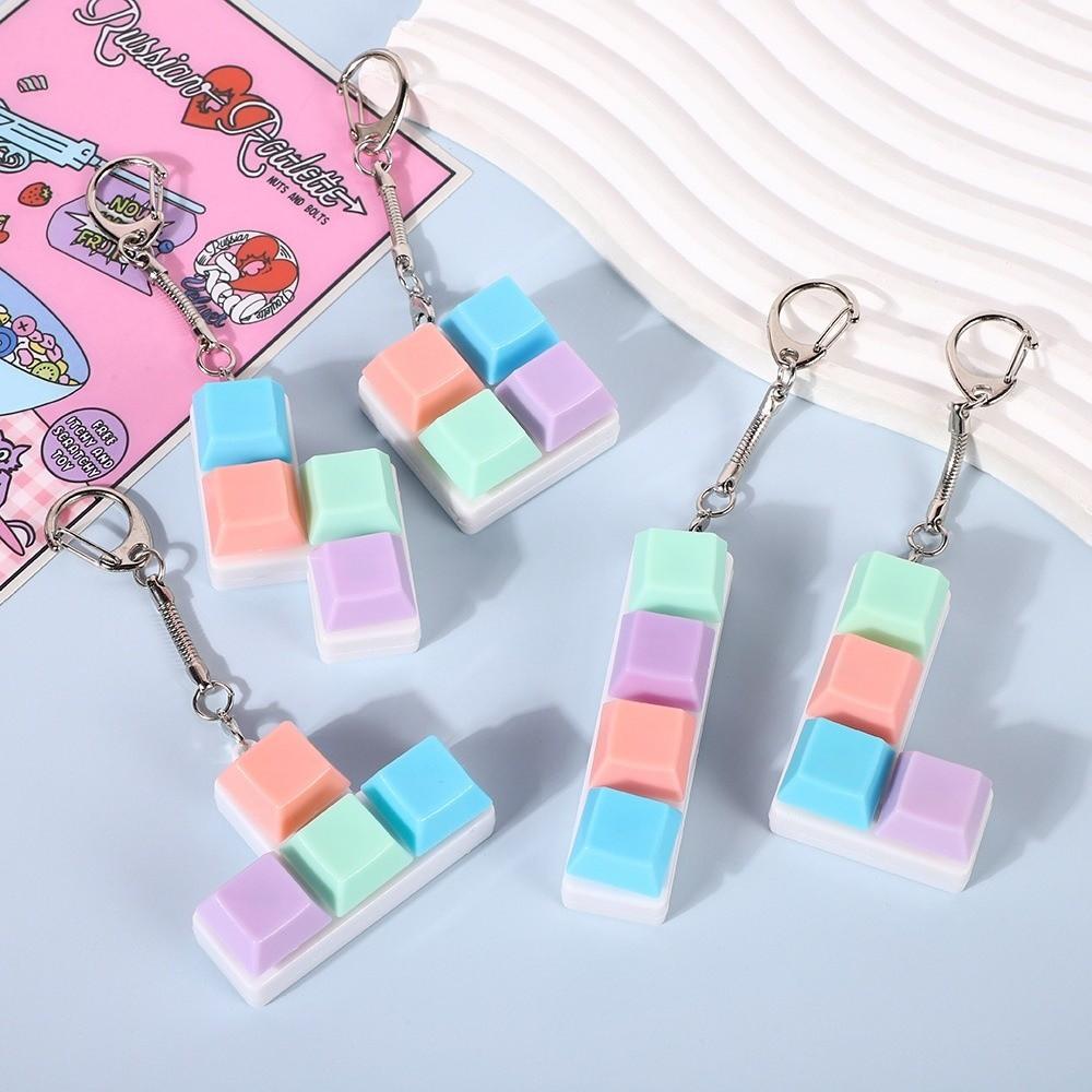 4 Keys Fidget Keychain Keycap Clicker Toy Pendant Creatve Pinch Toy  for Adult