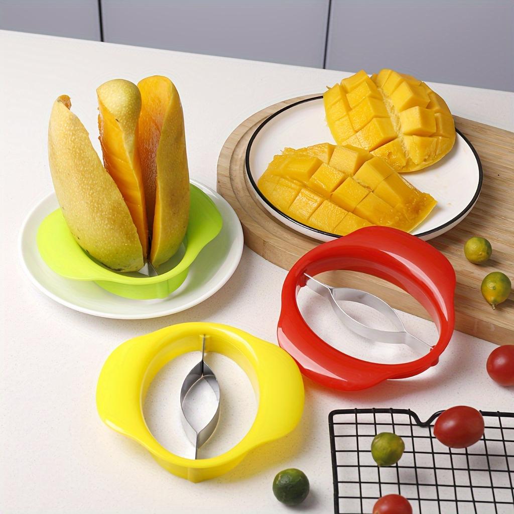 Durable Plastic Mango Cutter with Easy-Grip Handle, Creative Kitchen Gadget for Peeling and Pitting, Efficient Fruit Slicer for Perfect Mango Slices