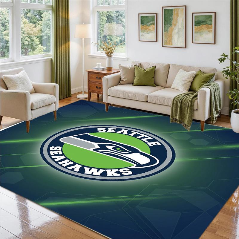 Seattle Seahawks Design Crystal Velvet Rug Soft Decorative Mat for Bedroom Entrance