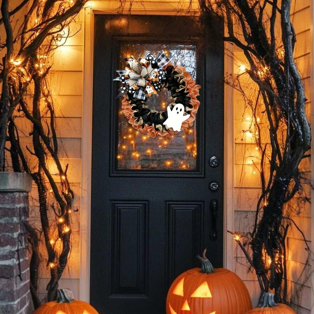 Halloween Wreath Front Door Hanger Garlands Decor Halloween Decorations Wall Hanging Ornament Wreaths Halloween Party Supplies