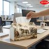 2D Flat, 1pc Tissue Box, Printed On Both Sides, Versatile Tissue Holder Featuring African Wildlife Design Sturdy Polyester Organizer for Holiday Home 