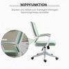 Sedia da Ufficio Ergonomica da Scrivania con Braccioli, Sedia Girevole Regolabile in Altezza con Funzione di Inclinazione, Aspetto Lino, Sedia da Computer Imbottita, Verde+Bianco