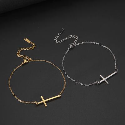 Nerezový náramek Cross Charm Unisex Fashion Jednoduché Náramky s nastavitelným řetízkem Pro Ženy Muži Šperky Lucky