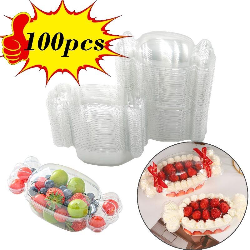 100 Stück Süßigkeitenförmige Kuchenboxen für Obstsalate Tiramisu und mehr Ideal für Partys Hochzeiten Geburtstagsbedarf Festliche Verpackung