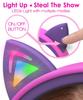 FosPower Kids' Headphones with LED Light-Up Cat Ears, 3.5mm On-Ear Audio, Braided Tangle-Free Cable (85dB) - Hot PinkPurple
