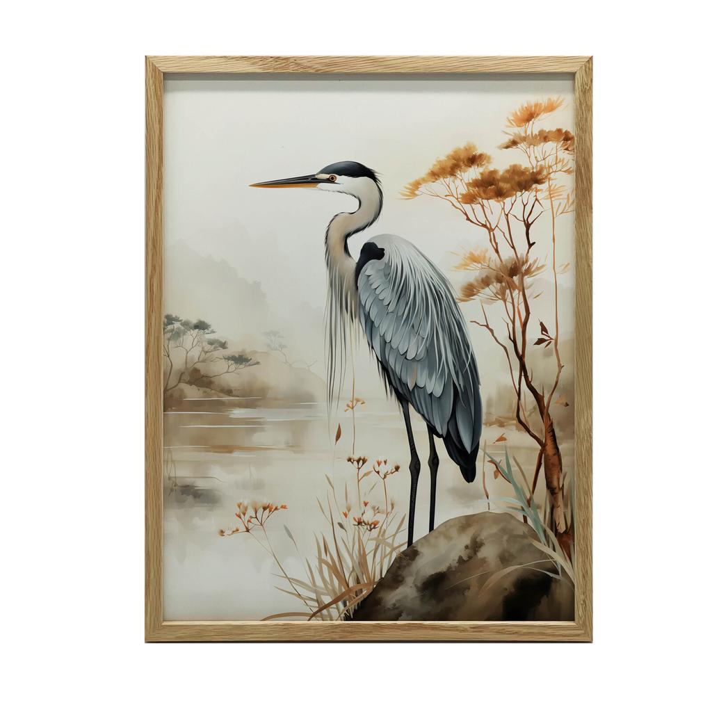 Spacer Nad Mglistym Jeziorem Spacer Nad Mglistym Jeziorem, 70X100 Cm, Rama Drewniana Ciemny Brąz, Papier Matowy 230 Gsm