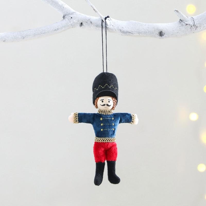 Classical Fabric Nut Cracker Soldier Figures Christmas Tree Hanging Ornaments Holiday Home Decoration