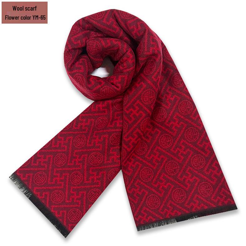 Men's Pure Gray Plaid Wool Blend Winter Scarf - Thick and Warm