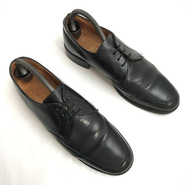 EATON Royal Sceptre Leather U-Tip Shoes 70s-80s Made in England Size 26.0 Black Vintage Business Dress Shoes(USED)