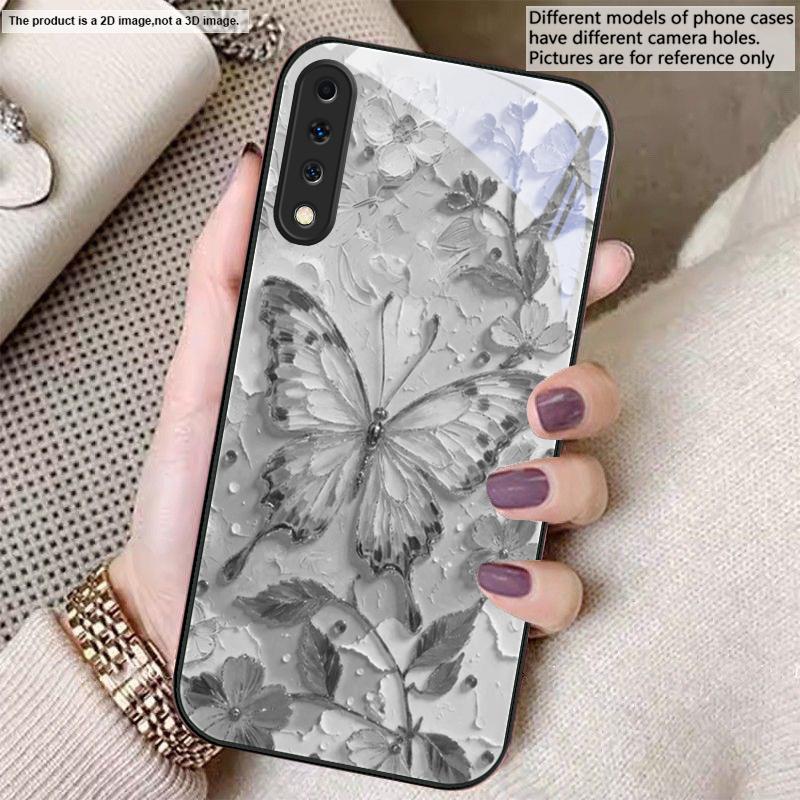 Elegant pink butterfly For Samsung A20 30 22 23 24 25 26 A31 32 33 34 A35 42 A50 51 52 53 54 55 56 70 71 72 73 glass phone case