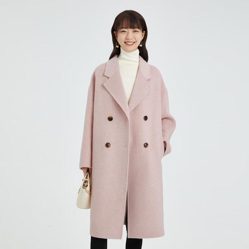 TATU Women's Korean Style Mid-length Double-faced Wool Coat