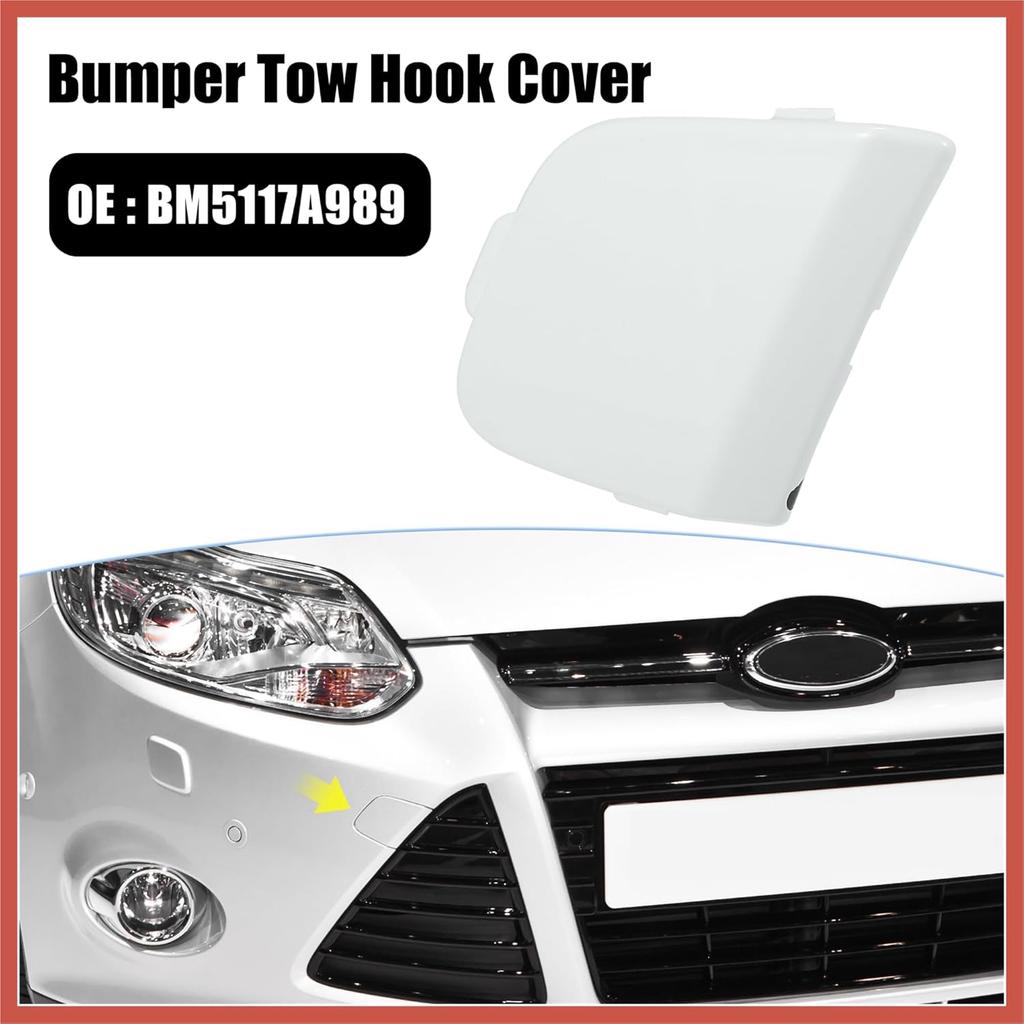 ACROPIX Car Front Bumper Tow Hook Cover BM5117A989 for Ford Focus MK3 2012 2013 2014 Tow Hook Eye Lid Cover Trailer Cap White Car Parts