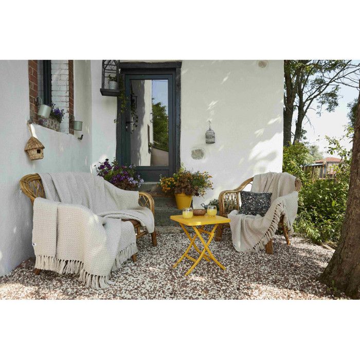 Plaid à franges nid d'abeille "Gabin" toutes dimensions - Gabin Pampa - 130 x 160 cm