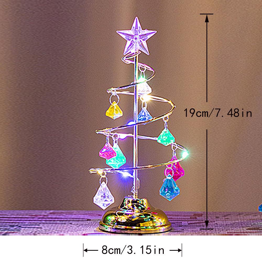 LED Iron Art Diamond Christmas Tree Ornaments - Decorative Desktop Lights