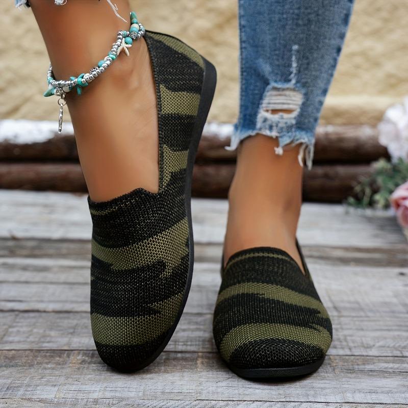 2025 New Fashion Round Head Flat Women's Shoes Shallow Mouth Lazy Big Yards A Stirrups Casual Knitted Single Shoes
