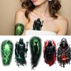 3pcs Temporary Tattoo Waterproof Long-lasting Body Stickers Skeleton Wizard Dark Magician Hooded Mage For Arms Adults Thighs
