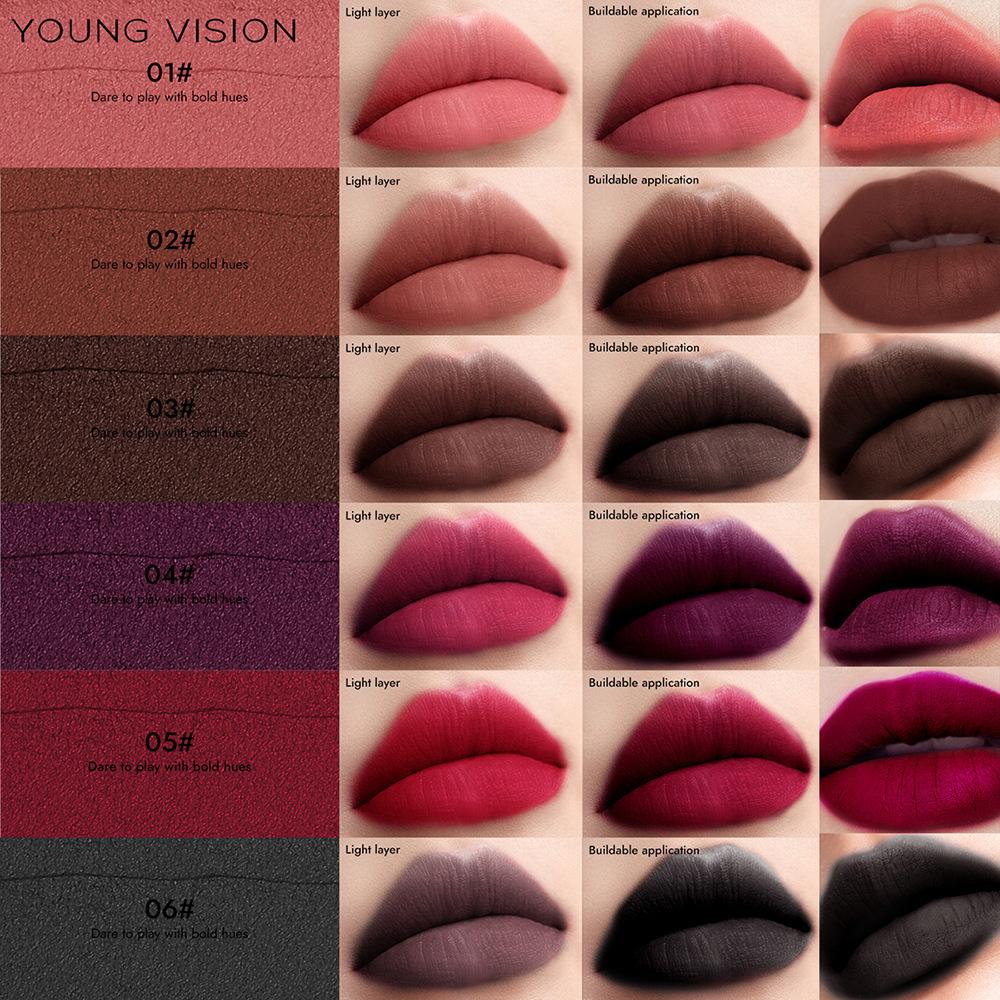 6-color Matte Velvet Mist Sexy Lip Mud Non-stick Cup Waterproof Multi-purpose Eyeshadow Blush Contouring 4-in-1 Makeup