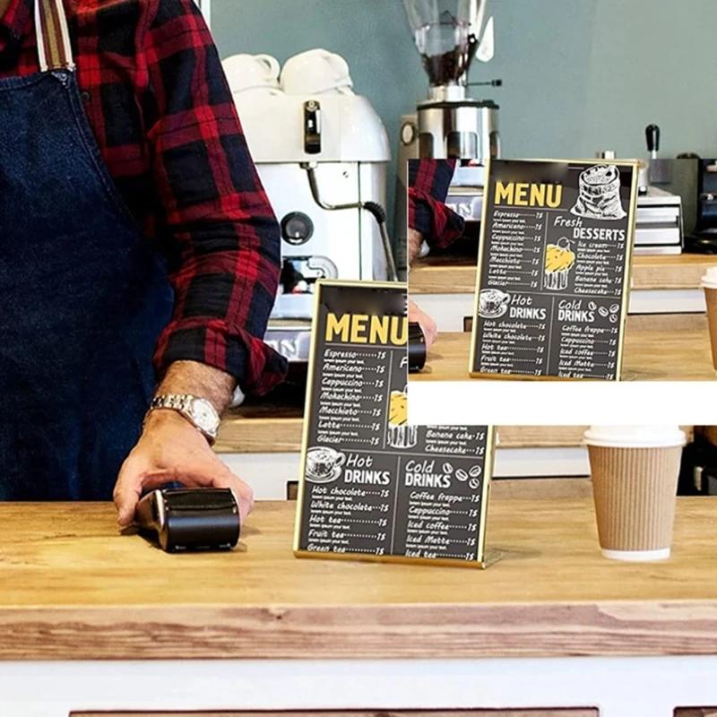 Acrylic Sign Holder Gold Frame Clear Wedding Table Number Stand Menu Recipe Cards Holder Picture Frame Photo Display