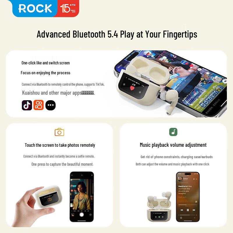 ROCK Doraemon Smart Screen ANC Bluetooth Earbuds