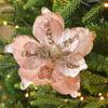 Christmas Flowers Glitter Artificial Flower Xmas Tree Hanging Ornaments DIY Garlands Home Wedding New Year Party Decoration Gift