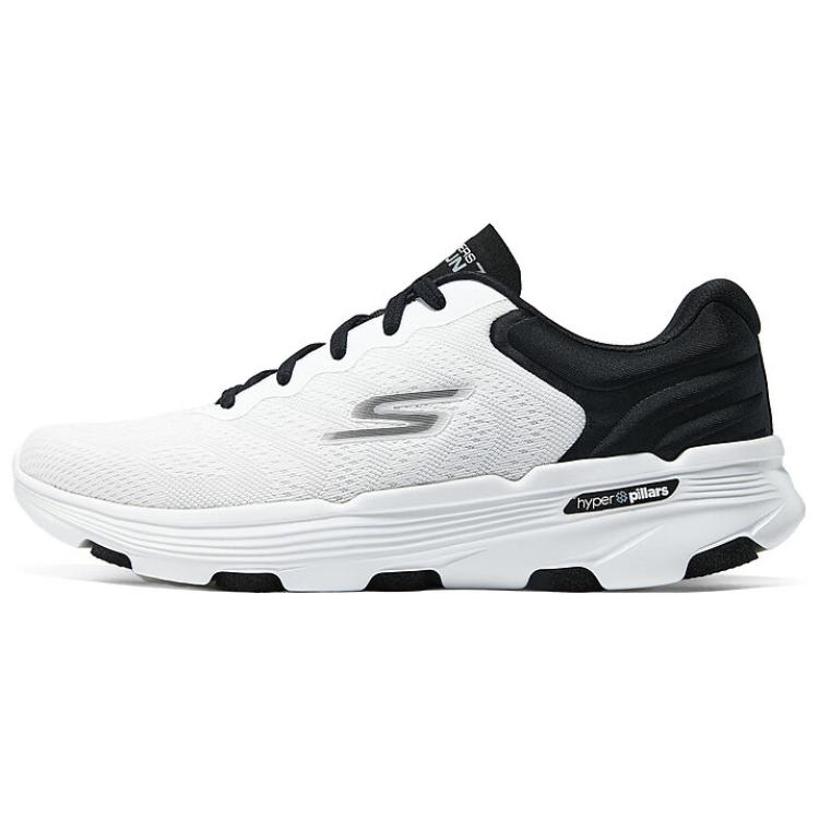 Skechers Men White Black Low Top Running Shoes Comfortable Slip On 220641-WBK 42.5