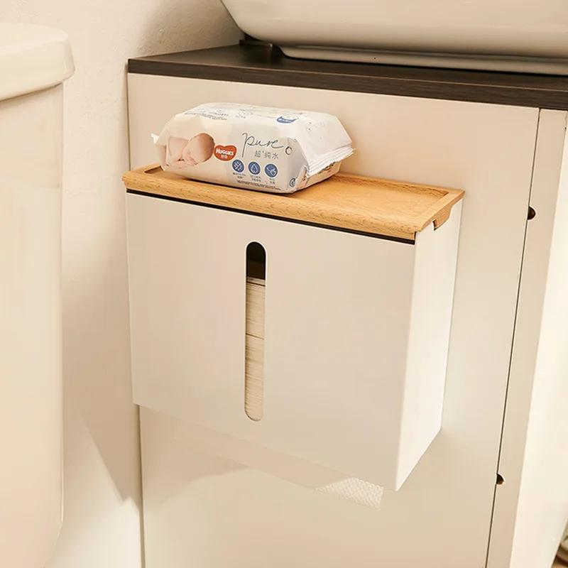 Wooden Tissue Box Napkin Holder Cover, Toilet Paper Handkerchief Case, Wood Home Wipe Organizer, Bathroom and Kitchen
