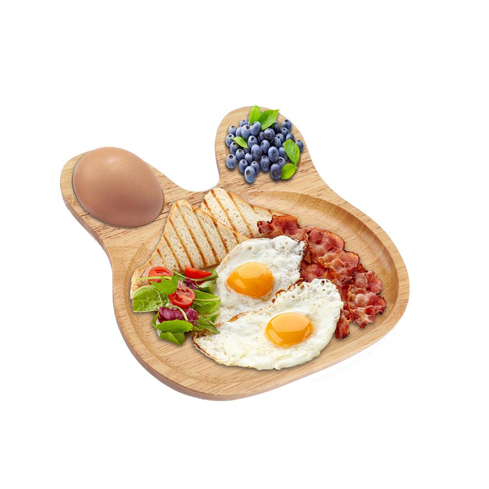 Holzteller Kind Dessert Snacks Serviertablett Entzückendes Kaninchen Holzschale Geschirr für Kinder #1