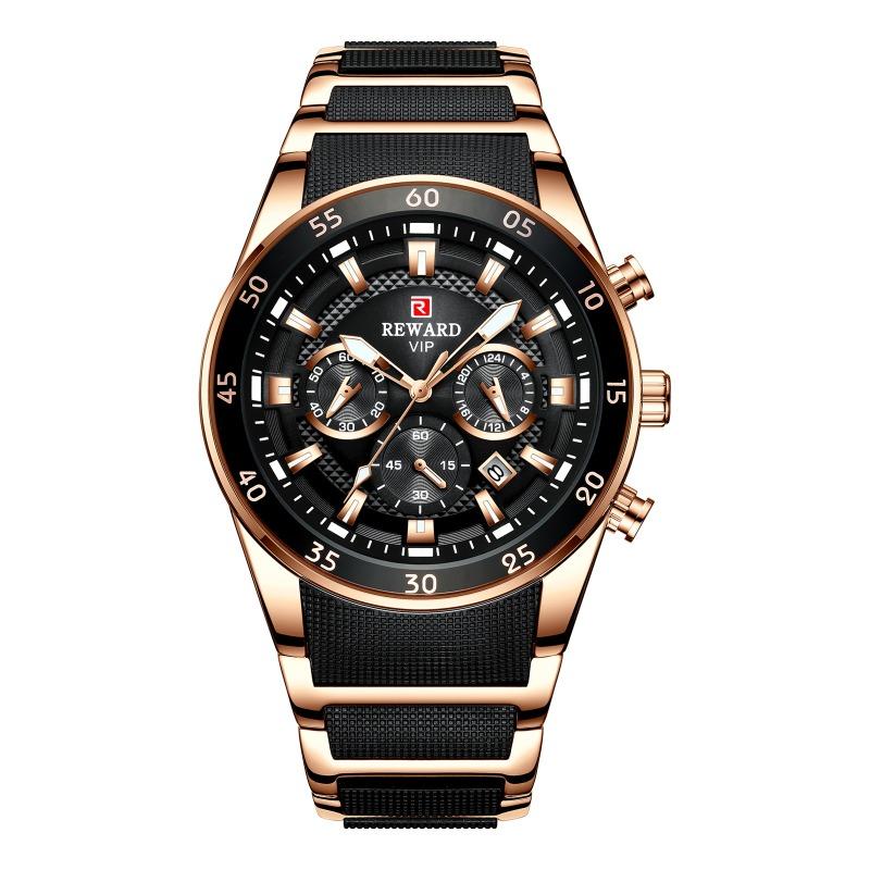 

Rewd multifunctional sports three-eye watch calendar luminous waterproof solid steel belt M men s watch