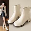 Women's High-heeled Ankle Boots, New Thick Heel Cotton Boots, Fashionable and Comfortable, Back Zipper Anti Slip Short Boots