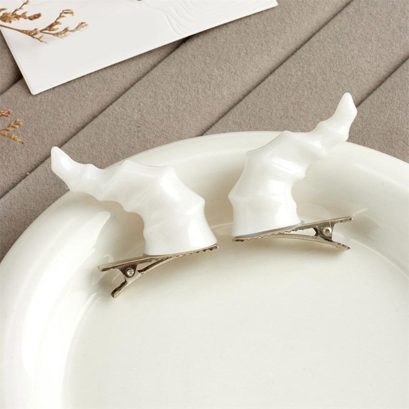 2PCS Goth Devil Horn Shape Hair Clip Halloween Party Hairpin for Woman Girls Taking Photo Braids Role Play Hairpin