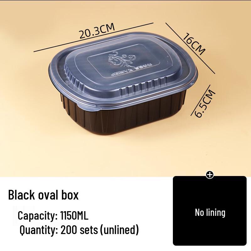 Handon Disposable Double-Layer Divided Takeaway Boxes, Black