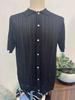 Men's Summer Cool Knit Short Sleeve Collared Shirt - Solid Color, Breathable, Hollow Out Design