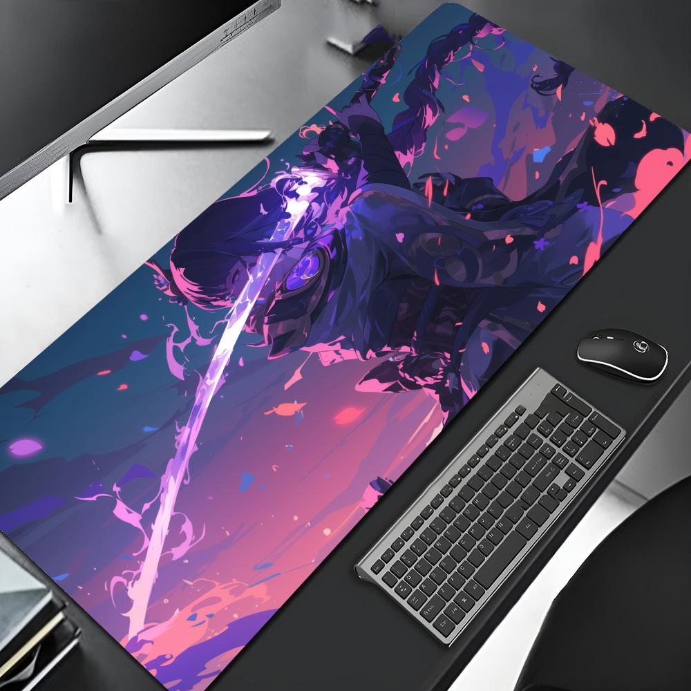 Genshin Impact Raiden Shogun Mouse Pad Edge Big Gaming Locking Music Computer Gamer Large Rubber Art Mousepad Laptop Desk Mat