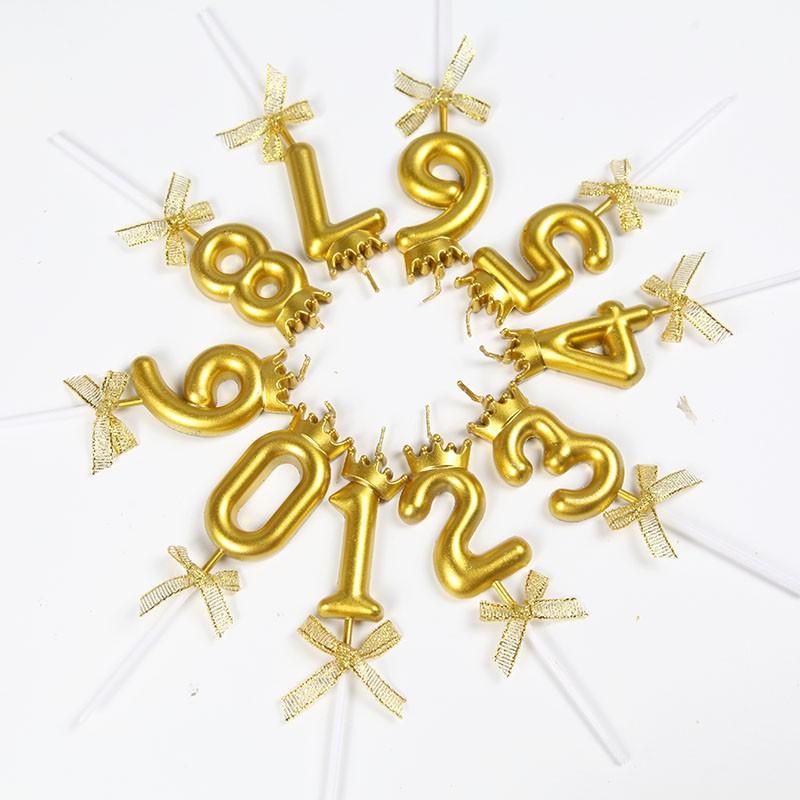 Číslo 0-9 Narozeninové svíčky na dort Zlatá koruna Svíčky Dezert Dekorace Narozeninový dort Digitální svíčky Příslušenství