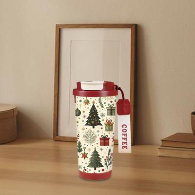 Weihnachts-Thermosbecher 316 Edelstahl 530ml Tragbarer Kaffeebecher Tumbler Vakuumflaschen Kalt und Heiß Isoliert Weihnachtsgeschenktasse