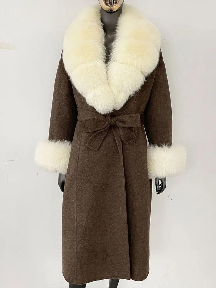 OFTBUY Wool Coat Women 2024 Autumn Winter Real Fox Fur Jacket Female Long Warm Natural Fox Fur Collar Fur Cuffs Coat Woolen Coat