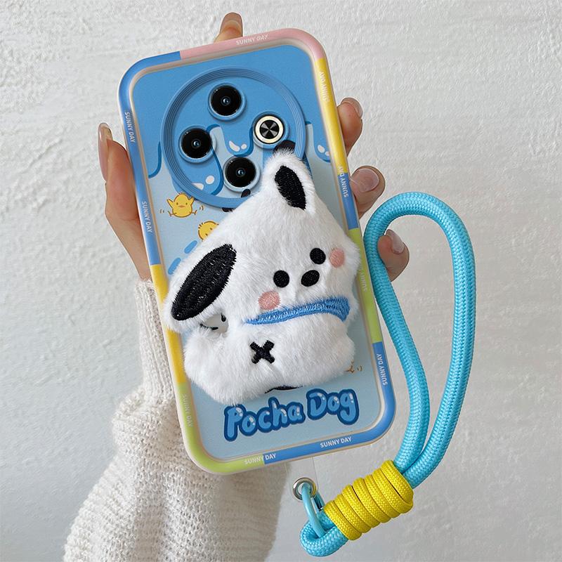 KEYSION Cute 3D Cartoon Plush Case for Infinix Spark 30C with Lanyard Soft Silicone Shockproof Phone Cover for Infinix Spark 30C