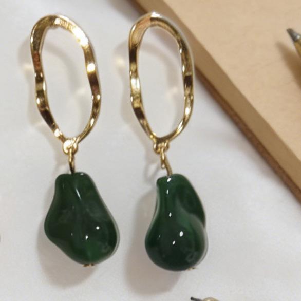 Simple imitation Baroque pendant earrings, fashionable versatile style geometric hollow earrings, daily party ears
