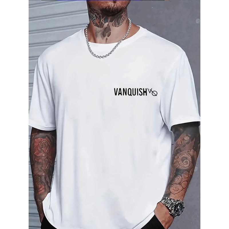 

European Size Men S Fashion Trendy Street Style T-Shirt with Classic Fit And VANQUISH Logo Print for Casual Wear S