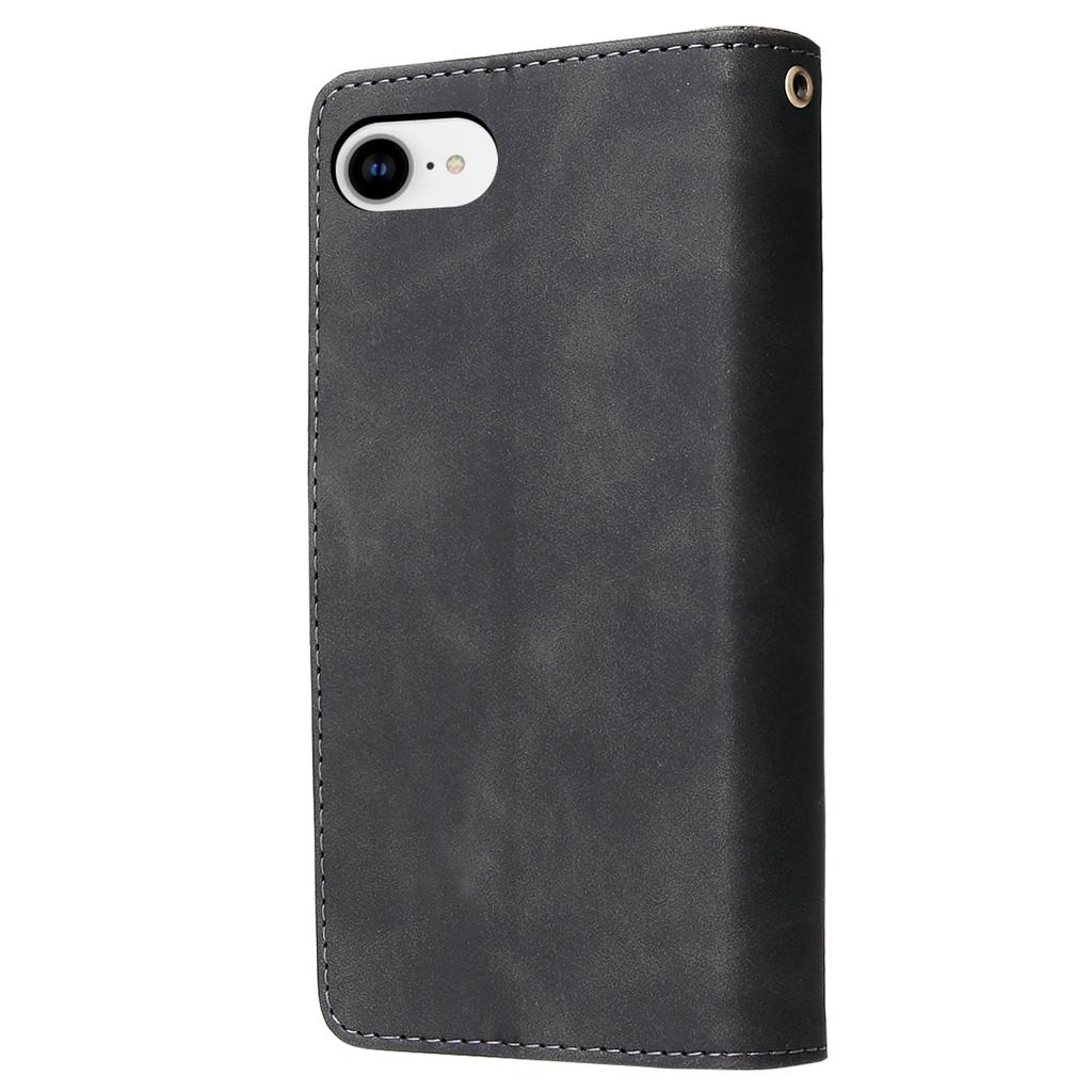 For iPhone 16e Case Zipper Wallet Multiple Card Slots Leather Phone Cover