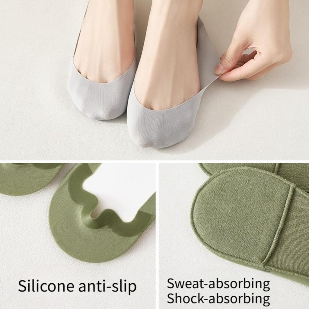Forefoot Sponge-soled Shock-proof Ice Silk Boat Socks for Women Silicone Non-slip Anti-heel Socks Shallow-cut Invisible Thin High Heel Socks