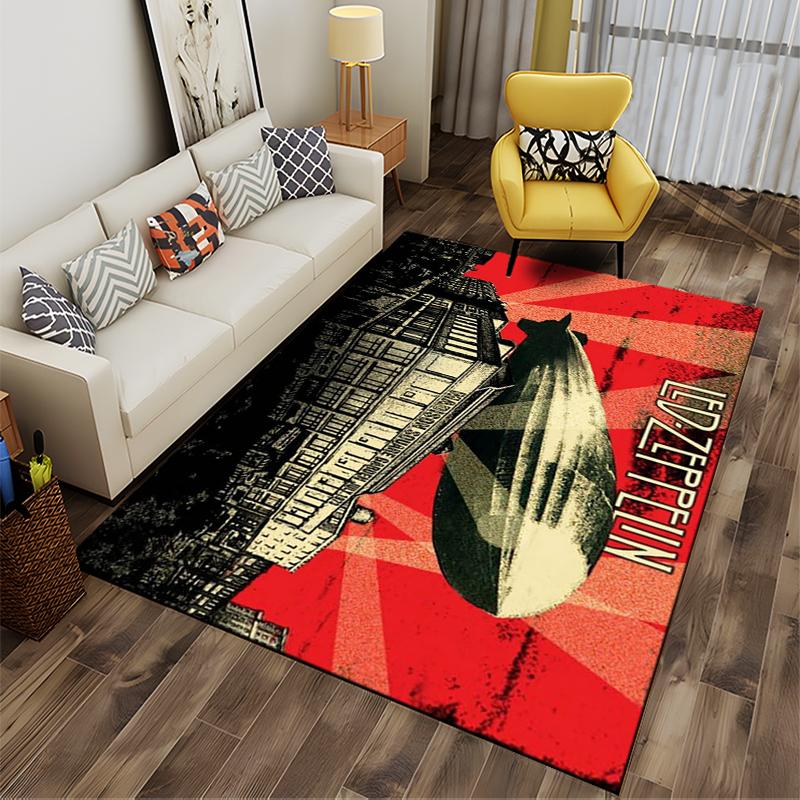 Led Zeppelin Retro Airship Design Rug Non-slip rug suitable for living room and bedroom sofas.