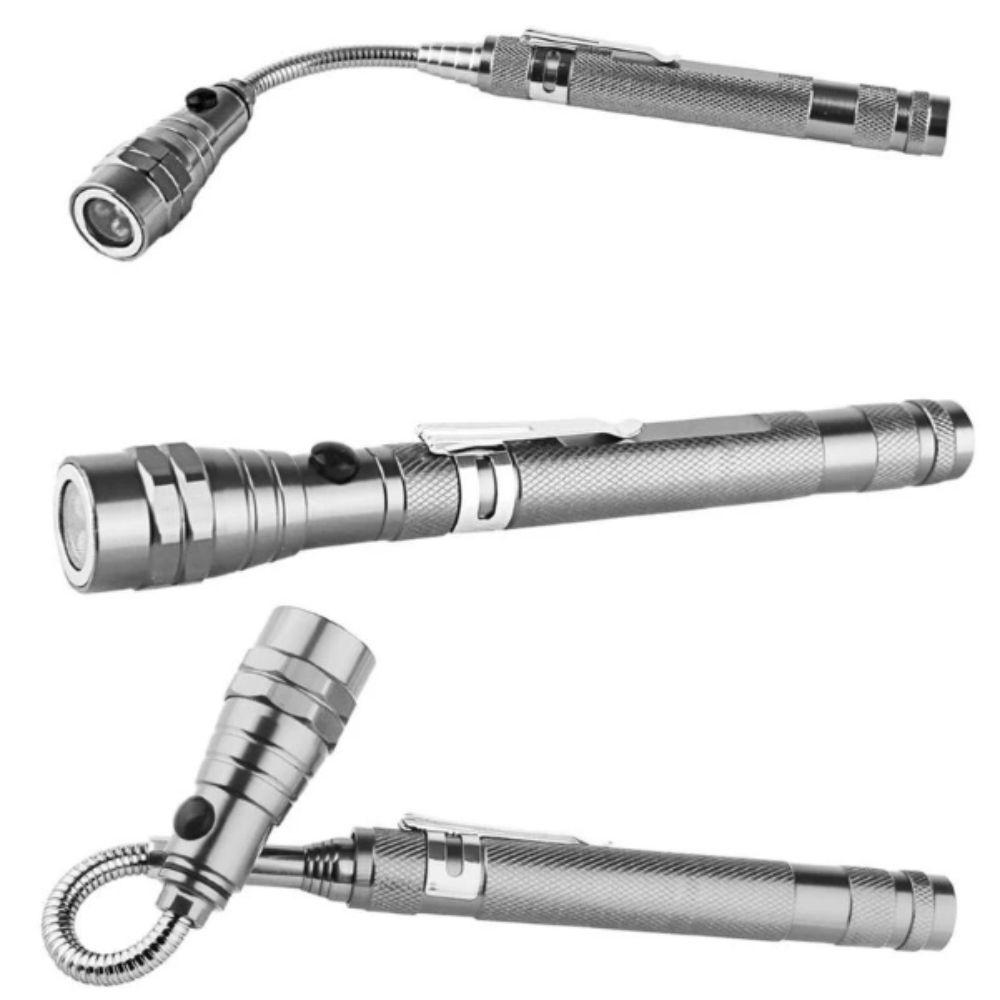 Telescopic Stretching Magnetic Pickup Tool 3 LEDs Flexible LED Flashlight  Corner Picking