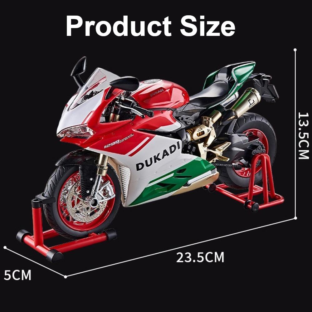 Scale 1:9 V4R 1299 Motorcycle Model Toy Car Alloy Body Rubber Tires Shock Absorption Spray Motor Models Office Table Ornament