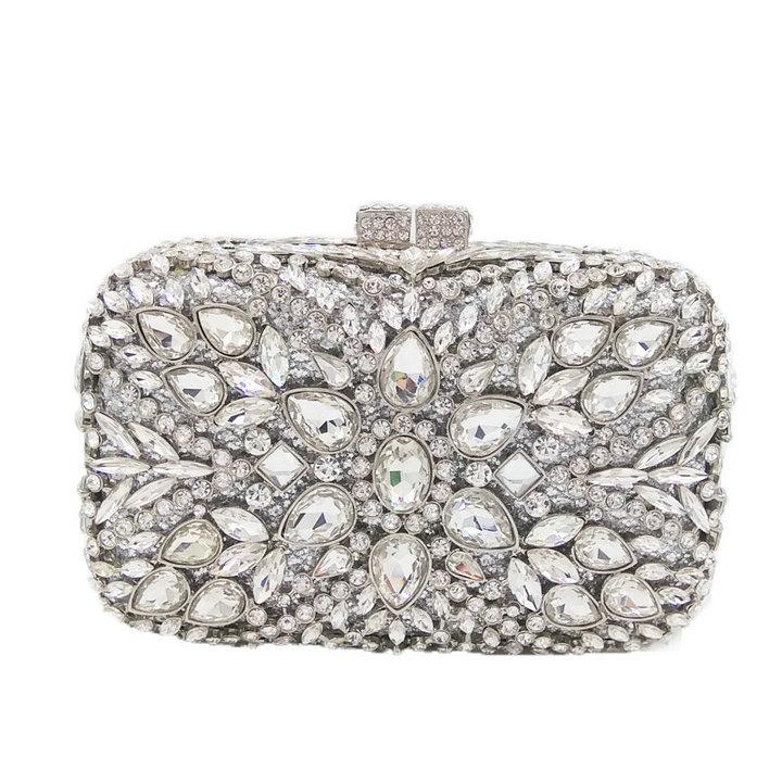 

Boutique De FGG Sparkly Mini Crystal Clutch Evening Bags,Formal Rhinestone Clutch Purses for Women Formal,Wedding Party Handbag Super Mini Size