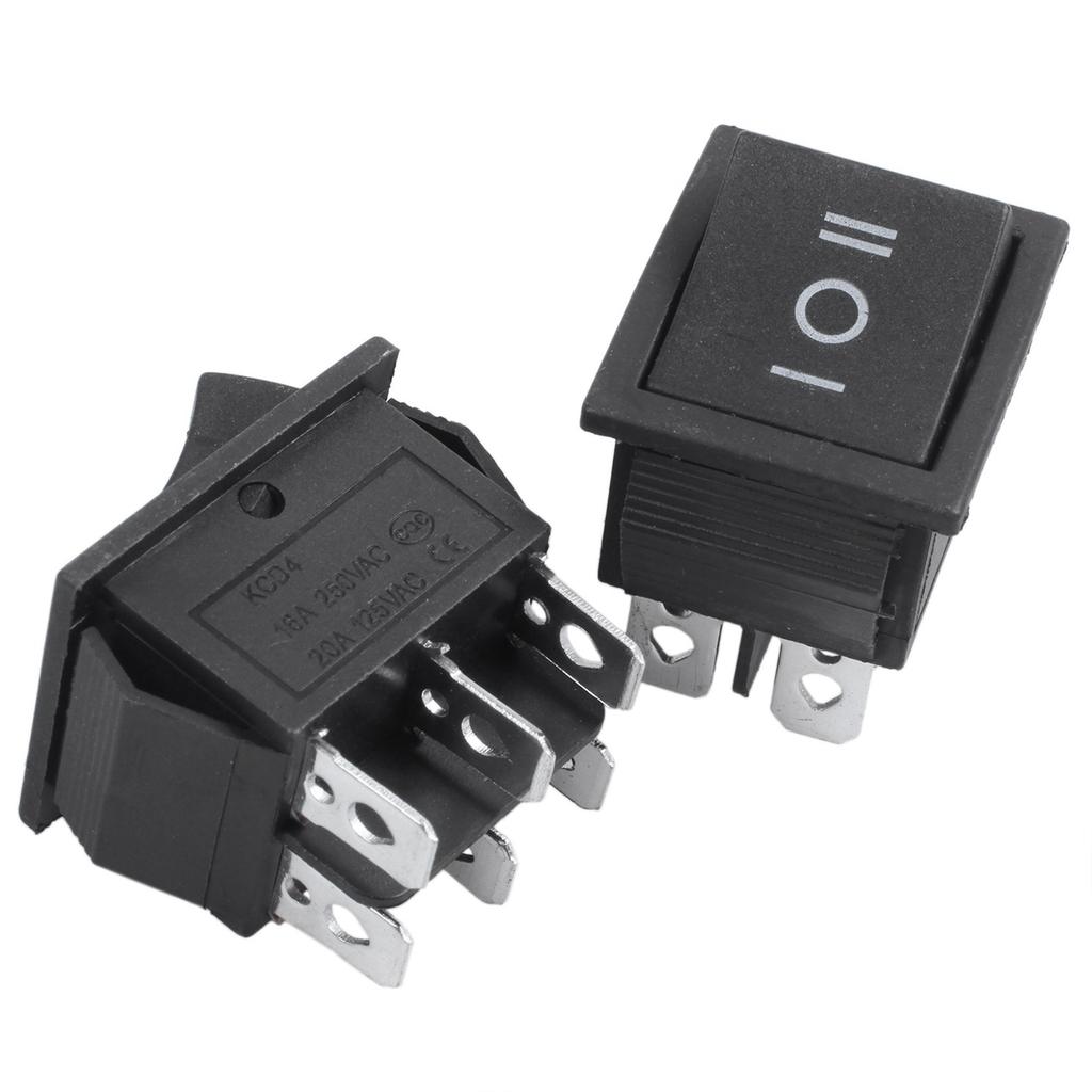 A84X-10 Pcs 6 Pin DPDT Black Button On/Off/On Rocker Switch AC 250V/15A 125V/20A