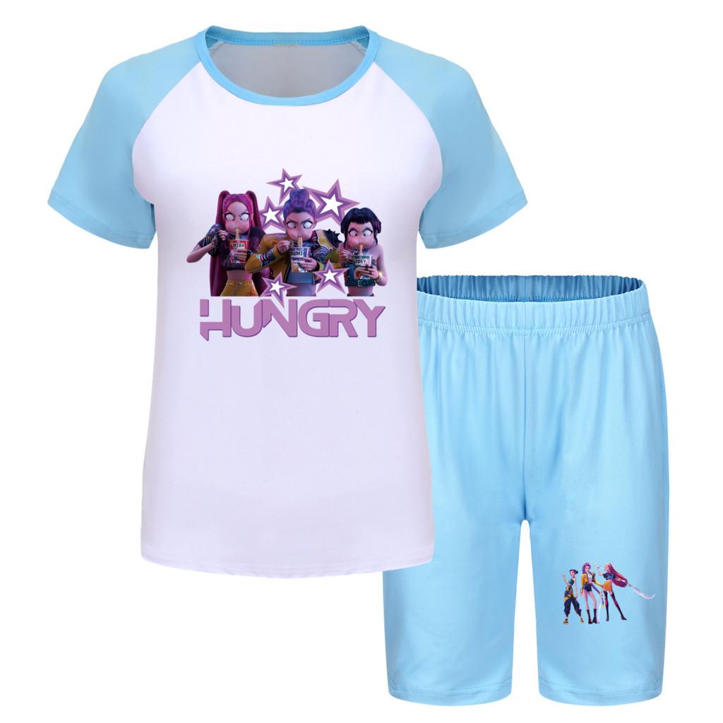 Kpop Demon Hunters Kids Summer Cotton Short Sleeve Shorts Set For Children