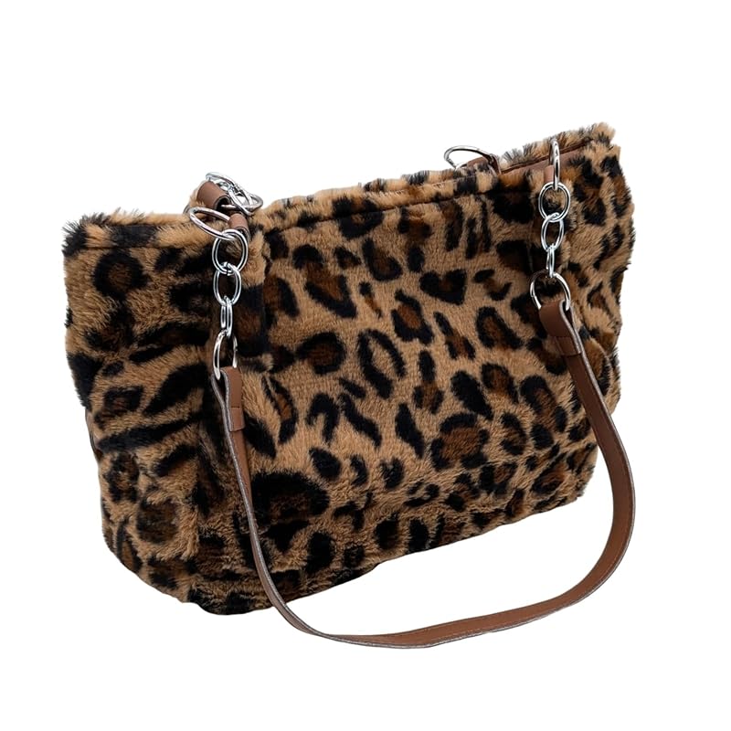 

[APOSITV] tote bag ladies leopard print fur leopard shoulder bag